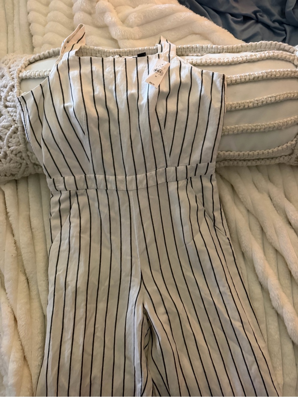 NWT The Loft Striped Sleeveless Jumpsuit - White/Black